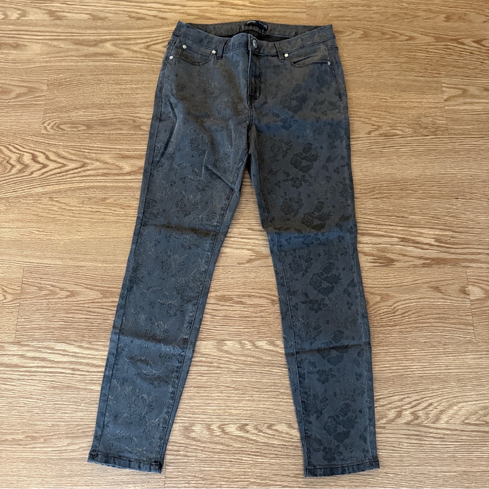 Simply Vera Wang Pants Denim Metallic Skinny Black Women's Size 10